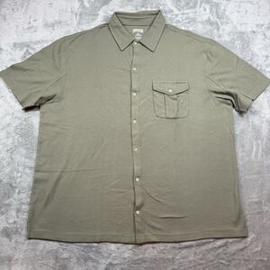 Duluth Trading Polo Men’s 2XL Green Cotton Solid Short Sleeve Button Up